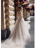 Golden Beige Sparkle Embroidery Wedding Dress